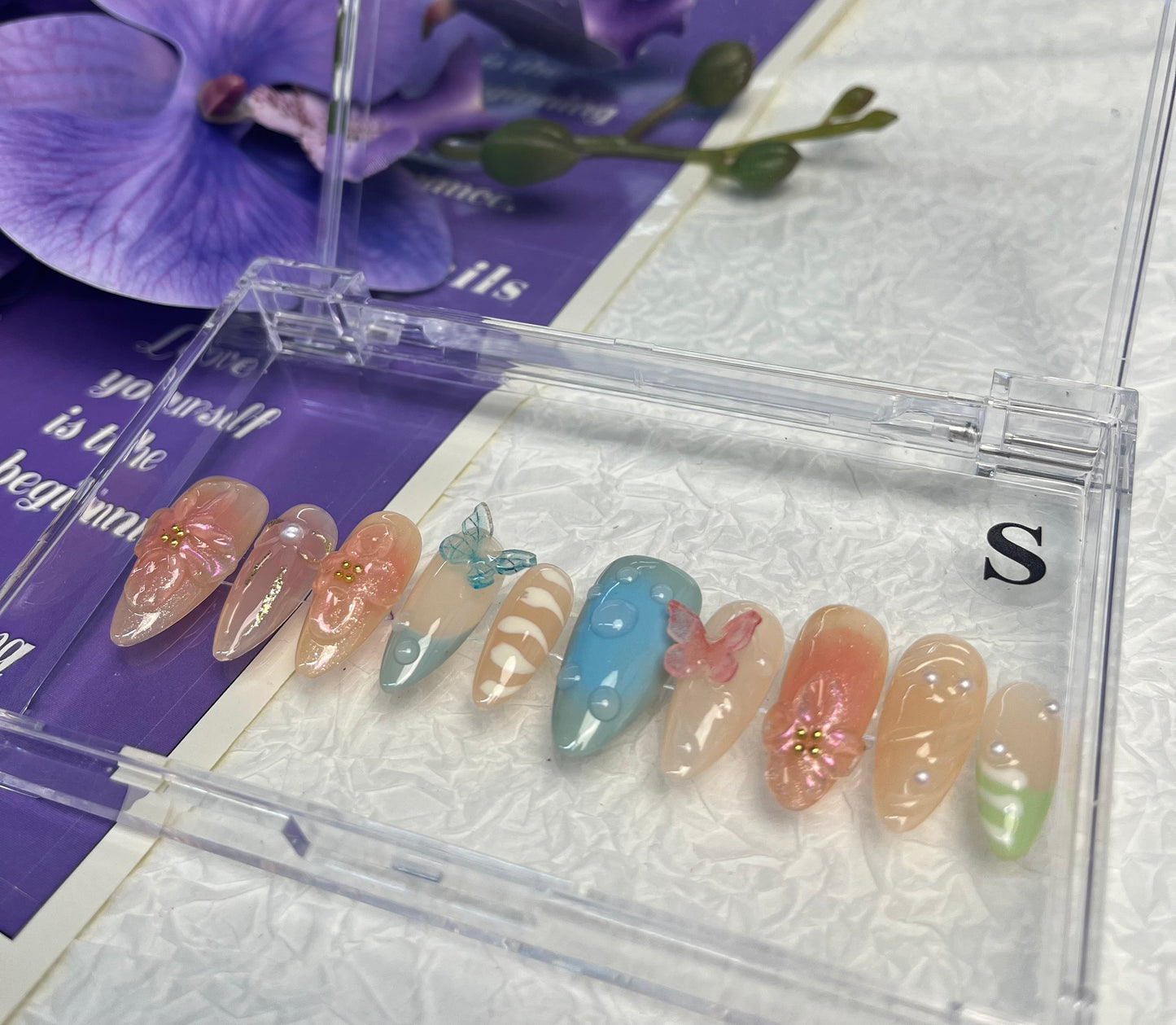 Pink Butterfly - Press On Nails